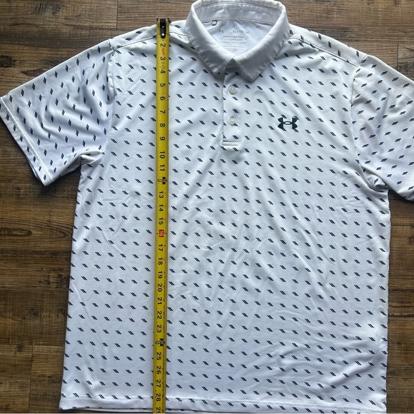 Under Armour Mens Playoff Polo White/ Navy Design Golf Shirt Performance Size XL - Picture 6 of 8